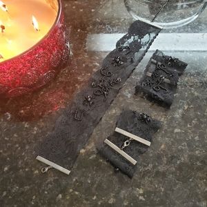 Victoria's Secret Black Lace and Bead Choker and 2 Wristlets